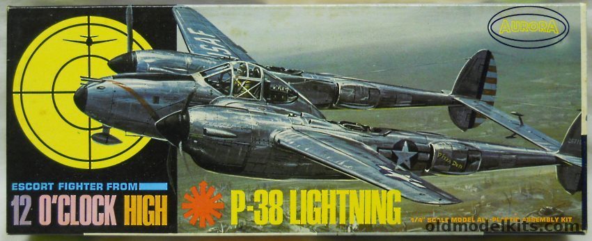 Aurora 1/48 12 O'Clock High P-38 Lightning, 346-130 plastic model kit